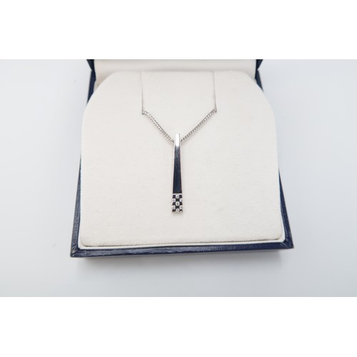 12 - An 18ct white gold diamond bar pendant by Cellini - weight approx 6.8 grams - Length 22cm