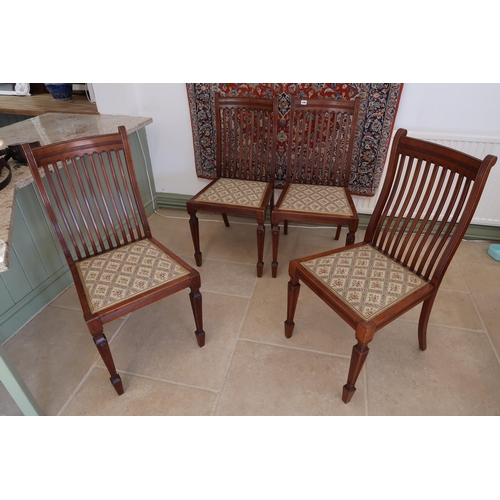636 - A set of four walnut early 20th century dining chairs