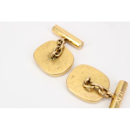 22 - A Pair of 18ct Cushion or Button Shape Cufflinks&nbsp;Weight: 27.69g&nbsp;