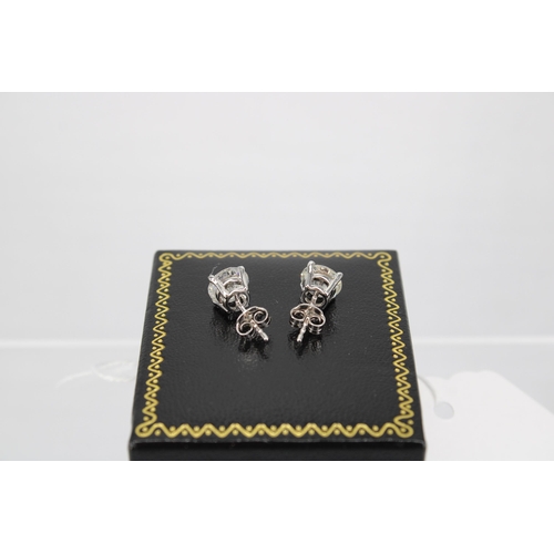 140 - A Pair of 18ct White Gold Diamond Ear Rings, the Diamonds are a Very Good Colour and Clarity, Colour... 