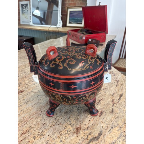421 - An Ealy 1900 Chinese Laquear Wooden Censer
