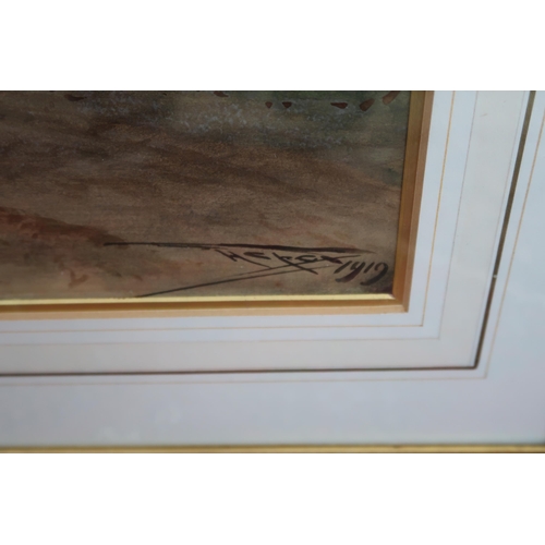514 - A framed and glazed watercolour by listed artist H. C. Fox dated 1919