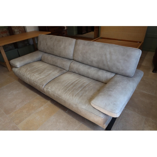 655 - A Rochebobios leather 2/3 seater sofa with adjustable rear headrests - No rips or tears but the leat... 