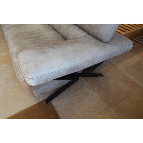 655 - A Rochebobios leather 2/3 seater sofa with adjustable rear headrests - No rips or tears but the leat... 