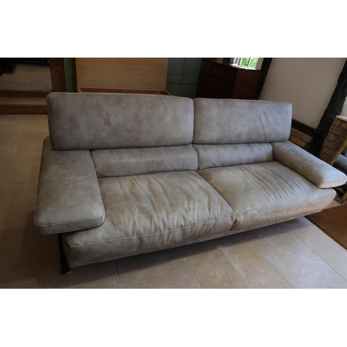 655 - A Rochebobios leather 2/3 seater sofa with adjustable rear headrests - No rips or tears but the leat... 