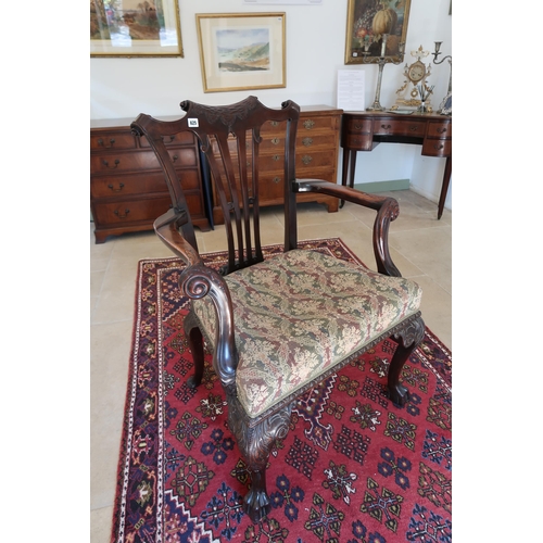  A good quality mahogany Georgian style armchair on carved cabriole legs - in good condition