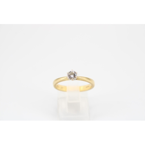 32 - An 18ct gold brilliant cut diamond solitaire ring. Estimated 0.28ct H/I I1/I2. Size N 1/2. Weight 3.... 