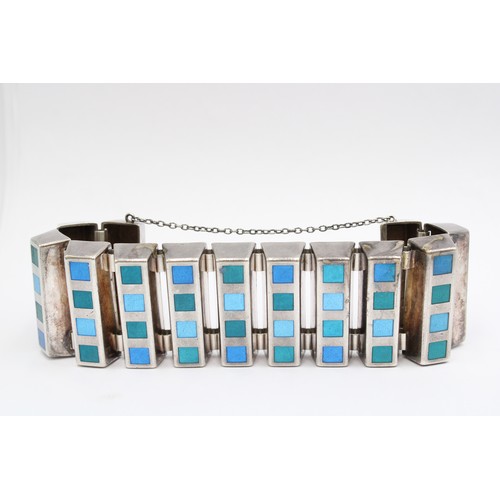 36 - A Rare 1960's Georg Jensen silver and enamel bracelet designed by Nanna and J&oslash;rgen Ditzel. Br... 