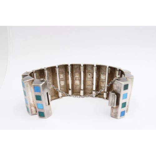 36 - A Rare 1960's Georg Jensen silver and enamel bracelet designed by Nanna and J&oslash;rgen Ditzel. Br... 