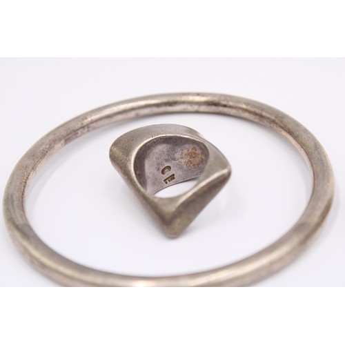 37 - A Georg Jensen Vivianna Torun Design Heavy Silver Ring, Believed to be numbered 143. Together with s... 