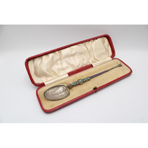 A White Metal Silver Tested Decorative Coronation Spoon with enamel ...