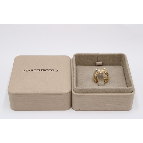 6 - A Marco Bicego 18ct & Diamond Textured Ring, Four Individual Set Diamonds with Central Claw Set ... 