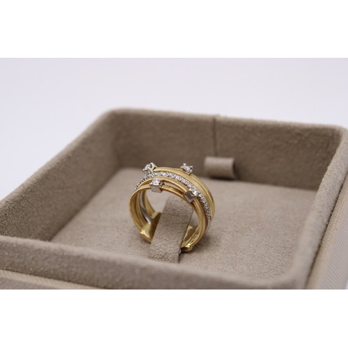 6 - A Marco Bicego 18ct & Diamond Textured Ring, Four Individual Set Diamonds with Central Claw Set ... 