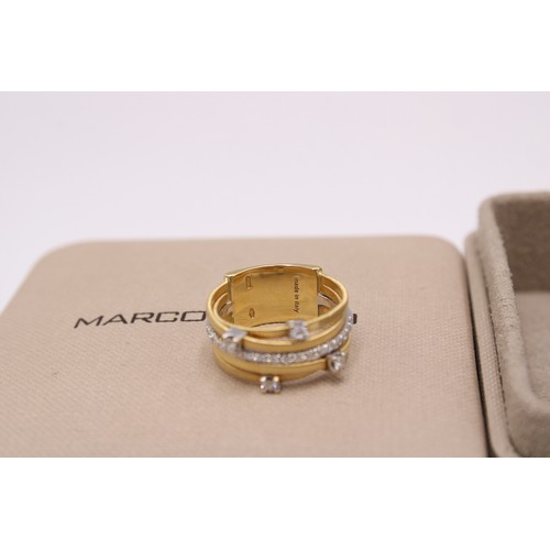 6 - A Marco Bicego 18ct & Diamond Textured Ring, Four Individual Set Diamonds with Central Claw Set ... 