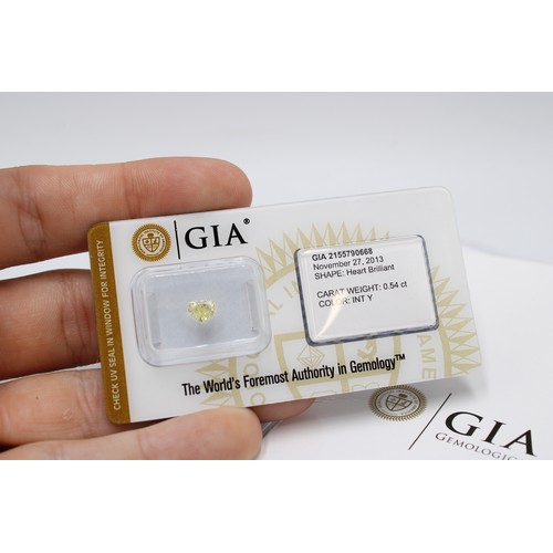 47 - A Natural Heart Shape Fancy Intense Yellow Diamond 0.54crts, Still Encapsulated&nbsp;In the GIA Card... 