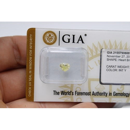 47 - A Natural Heart Shape Fancy Intense Yellow Diamond 0.54crts, Still Encapsulated&nbsp;In the GIA Card... 