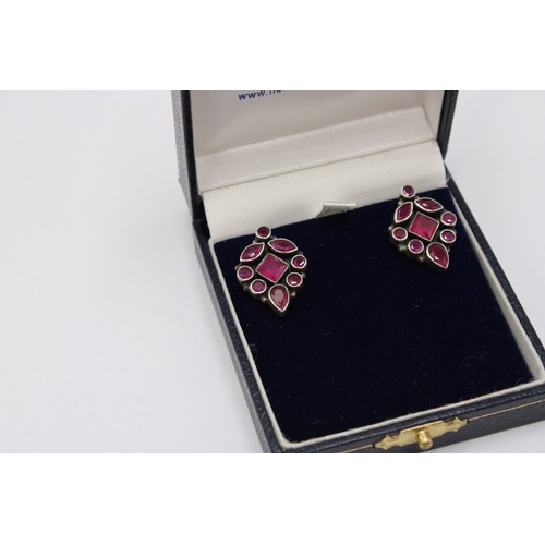 52 - A Pair of Vintage Art Deco Silver and Ruby Ear Rings, Rubies are a Good Colour&nbsp;And Well Matched... 