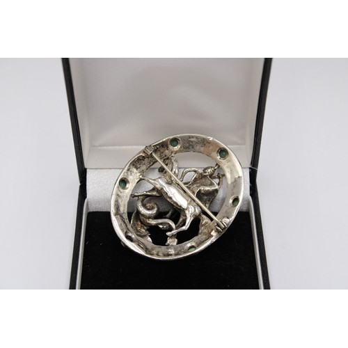 53 - A Large Silver Brooch Depicting St George and the Dragon, Hallmarked London&nbsp;1957, Head Size app... 