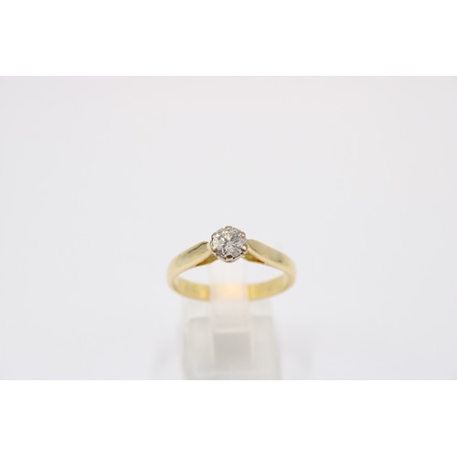 58 - An&nbsp;18ct Yellow Gold Diamond and Solitaire Ring Hallmarked Birmingham 2004, Total Weight 4.1grms... 