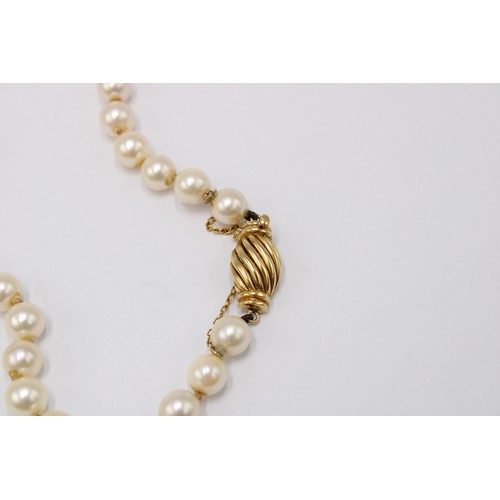 57 - A String of Pearls with an 18ct Yellow Gold Clasp, Pearls are a Good Colour and Well Matched, approx... 