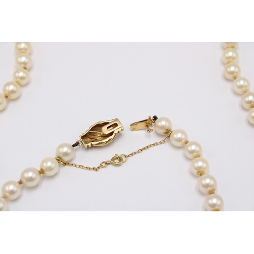 57 - A String of Pearls with an 18ct Yellow Gold Clasp, Pearls are a Good Colour and Well Matched, approx... 