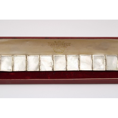 59 - A White Metal Mother of Pearl Bracelet Depicting Hand Painted Persian Scenes, Approx. 18cms Long not... 