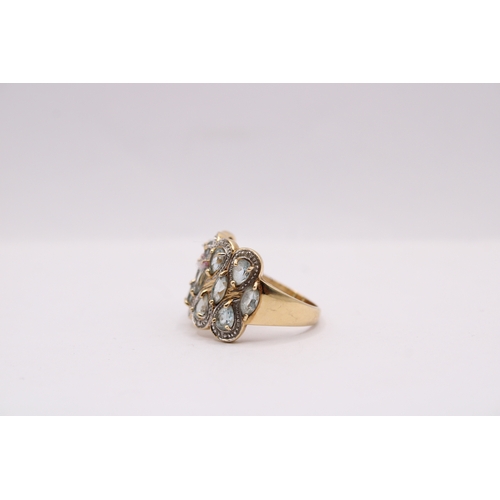 45 - A 14ct Fancy Design Tear Drop Topaz Ring&nbsp;Weight: 5g Size: N