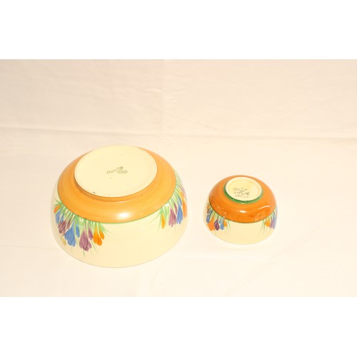  A Circa 1930/40's Pair of Clarice Cliff 'Crocus' Pattern Bowls, hand-painted with sprays of crocus f... 