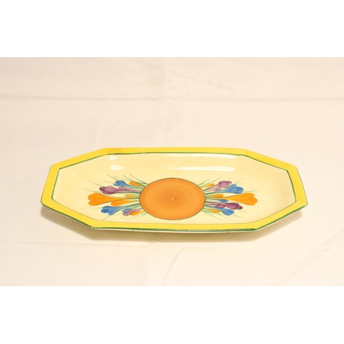  A Circa 1930/40's Clarice Cliff Crocus pattern tray / sandwich plate hand-painted with sprays of cro... 