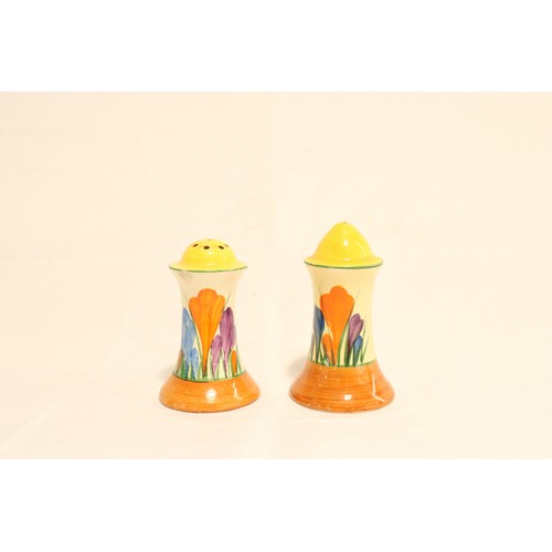  A Pair of&nbsp;Circa 1930/40's Clarice Cliff&nbsp;Crocus pattern Salt & Pepper Shakers,&nbsp;han... 