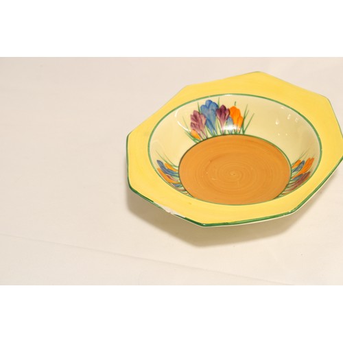  A Pair of Circa 1930/40's Clarice Cliff Crocus Pattern Octagonal Bowls,&nbsp;Hand-painted with spray... 