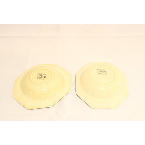  A Pair of Circa 1930/40's Clarice Cliff Crocus Pattern Octagonal Bowls,&nbsp;Hand-painted with spray... 