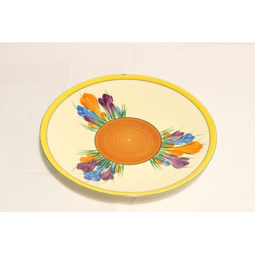  A Circa 1930/40's Clarice Cliff Crocus Pattern Plate ,&nbsp;Hand-painted with sprays of crocus flowe... 
