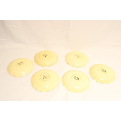  A Set of Six Circa 1930/40's Clarice Cliff Crocus Pattern Dishes / Bowls,&nbsp;Hand-painted with spr... 