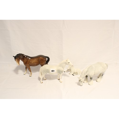  A Group of Beswick Horses to include. White Blaze & Stocking, Dapple Grey Shire, Connemara Pony ... 