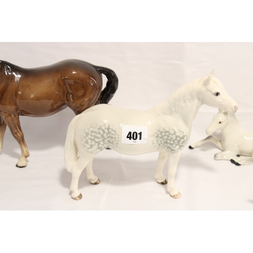  A Group of Beswick Horses to include. White Blaze & Stocking, Dapple Grey Shire, Connemara Pony ... 