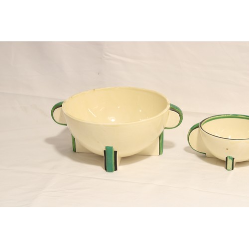  A Group of Circa 1930/40's Clarice Cliff Bizarre Ware Cream with Green Bands,&nbsp;Stamford shape. T... 