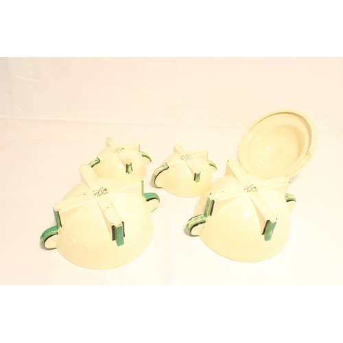  A Group of Circa 1930/40's Clarice Cliff Bizarre Ware Cream with Green Bands,&nbsp;Stamford shape. T... 