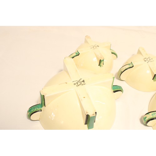  A Group of Circa 1930/40's Clarice Cliff Bizarre Ware Cream with Green Bands,&nbsp;Stamford shape. T... 