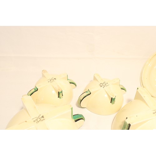  A Group of Circa 1930/40's Clarice Cliff Bizarre Ware Cream with Green Bands,&nbsp;Stamford shape. T... 