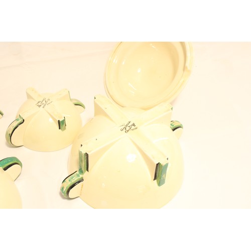  A Group of Circa 1930/40's Clarice Cliff Bizarre Ware Cream with Green Bands,&nbsp;Stamford shape. T... 