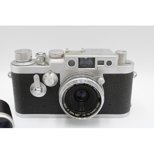  A 1950's Leica DBP Ernst Leitz GMBH Wetzlar IIIg Camera With additional Canon view finder and carry ... 