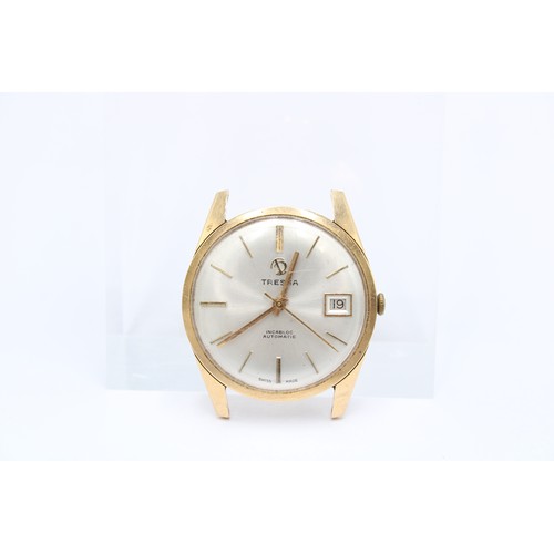  An 18ct Tressa Watch, Automatic Movement featuring a silver sun burst dial with gold baton indices a... 