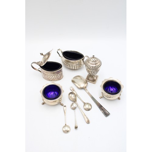  A Group of Silver Items & EPNS Spoons to include Mustard Pots Pepper Shaker ect&nbsp;Silver Weig... 