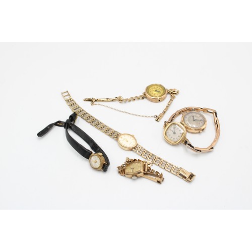 233 - An Assortment of 9ct Ladies watches in various states of repair Gross Weight: 71.32g