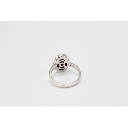 21 - An 18ct White Gold Art Deco Style Ruby and Diamond Ring with Diamond Shoulders,&nbsp;The Rubies and ... 