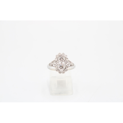 16 - Art Deco Style Quality 18ct White Gold Fully Hall Marked Diamond Ring, approx. 1.1crt Diamonds, Diam... 