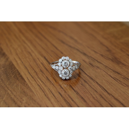 16 - Art Deco Style Quality 18ct White Gold Fully Hall Marked Diamond Ring, approx. 1.1crt Diamonds, Diam... 
