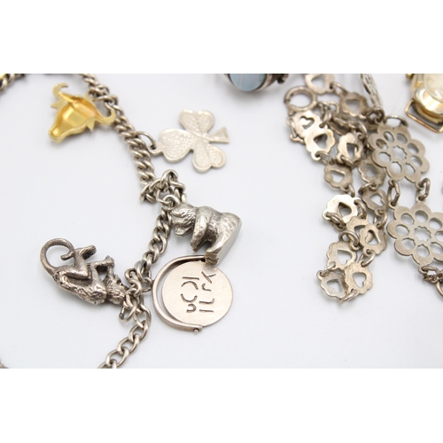 201 - A Small Group of Silver Items to include Charm Bracelet, Rings ect&nbsp;Gross Weight: 52g... 