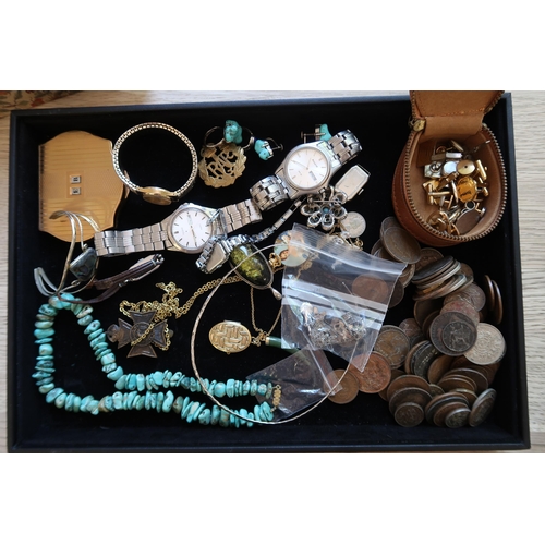 204 - A Selection of Jewellery and Watches Including a Natural Silver Turquoise Necklace, Ring and Ear Rin... 